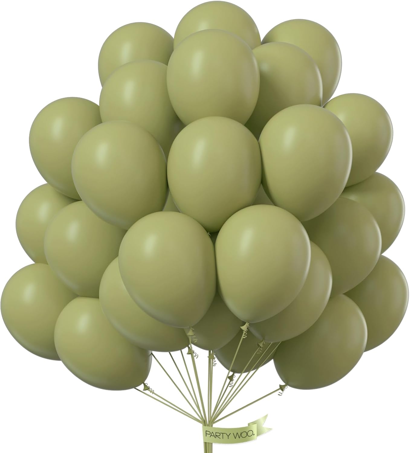 PartyWoo Sage Green Balloons - 101 Pcs 12-Inch Olive Latex Helium Balloons for Boho-Themed Celebrations