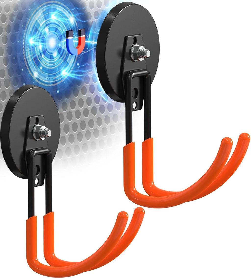 Magnetic Hooks by Extra Large - Heavy Duty 3.5in Ndfeb Magnet for Garage Tools | 2 Pack Wall Mounted Storage