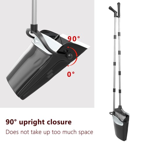 Broom with Dustpan Combo Set 54” Long Handle Household Dust Pan for Home Office Kitchen Cleaning （Black & Grey）