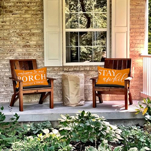 TAJWE Outdoor Waterproof Pillow Covers Set of 2 20x12 Inches Orange Fall Decor