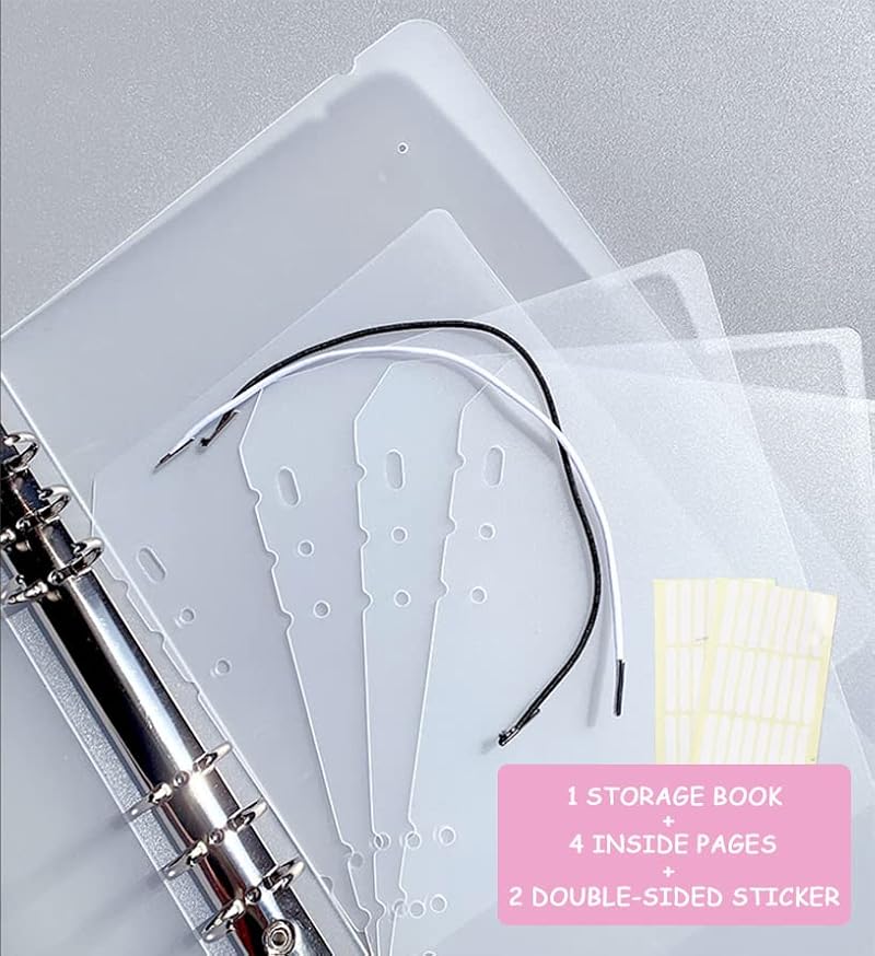 Rikolto A5 Press On Nail Organizer Book with 4 Pages & Adhesive - Removable Storage for Fake Nails (9.05 x 7.08 x 1.37 Inch)