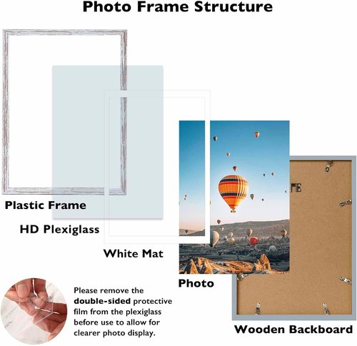 JCJMY 12x16 Rustic White Picture Frame Set of 2 - Includes 10x14 Mat for Diamond Art & Photos