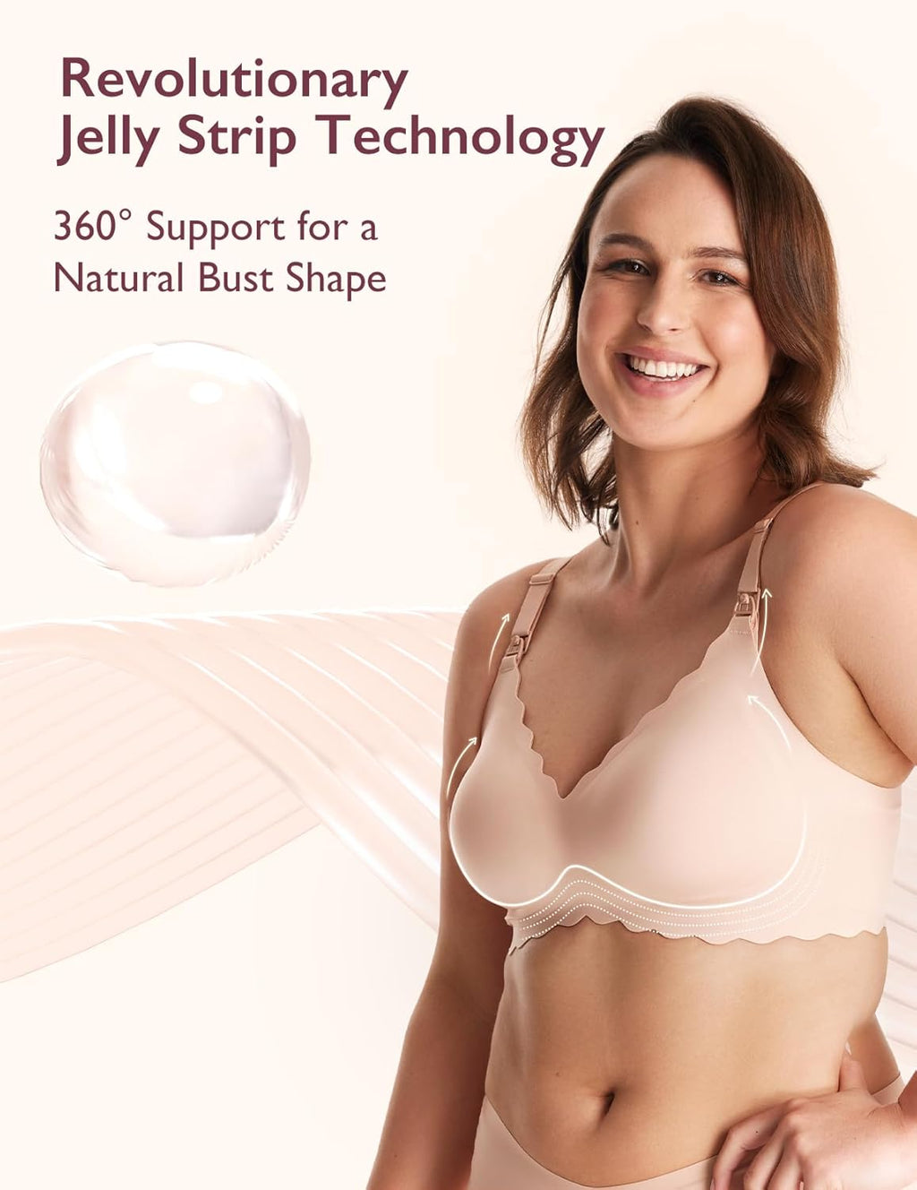Momcozy Nursing Bra - Seamless Wireless Support for Breastfeeding | Classic Jelly Strip Design
