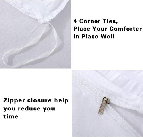 AveLom King White Duvet Cover Set - Ultra Soft Seersucker Microfiber | 3 Pieces with Zipper Closure & Corner Ties