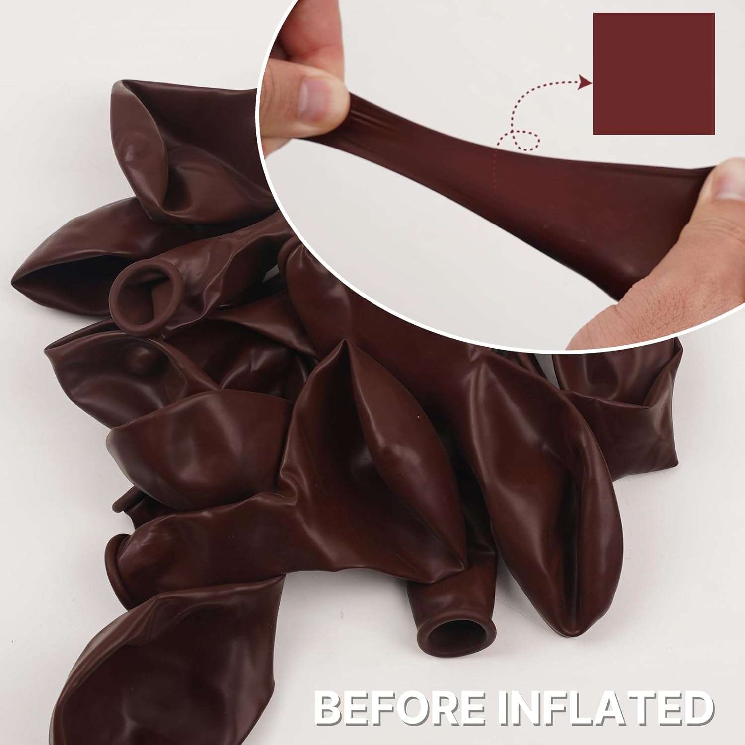 PartyWoo Burgundy Balloons - 50pcs 12 Inch Dark Chestnut Red Helium Balloons for Celebrations
