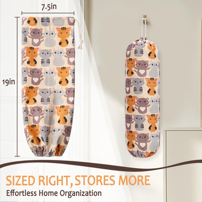 Cat Plastic Bag Holder - Cute Wall Mount Grocery Bag Dispenser