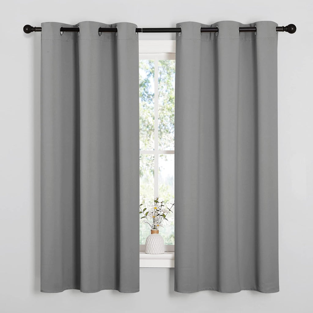 NICETOWN Silver Grey Thermal Insulated Blackout Curtains - Kids Nursery Drapes (2 Panels, W42 x L63-Inch)