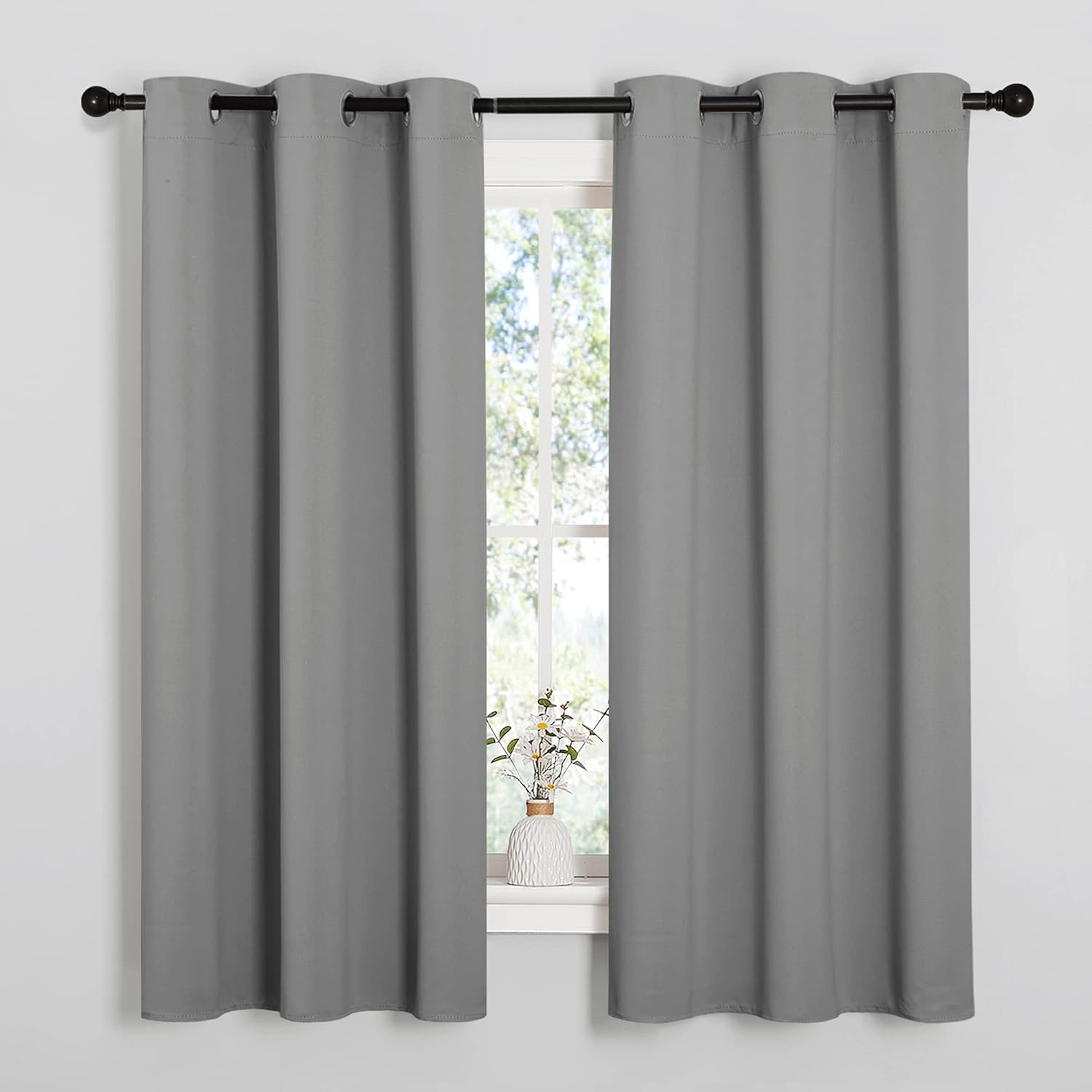 NICETOWN Silver Grey Thermal Insulated Blackout Curtains - Kids Nursery Drapes (2 Panels, W42 x L63-Inch)