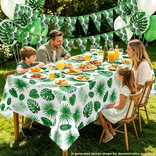 Hawaiian Palm Tree Party Decor Set - 2 Tablecloths & 2 Banners