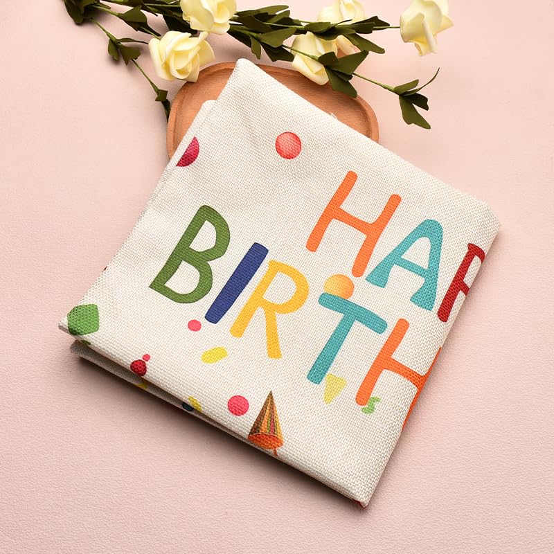 ShiQiao Spl White Happy Birthday Pillow Cover 18x18 Inch for Women Men Kids