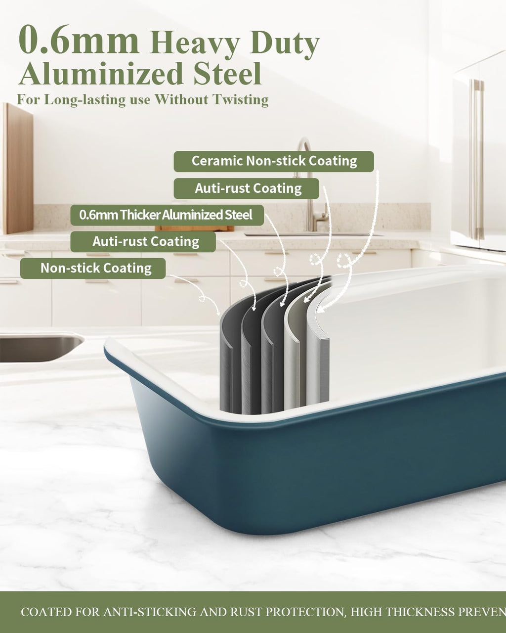 Skiennix Ceramic Nonstick Baking Pans Set - 30 PCS Stackable Bakeware, 550°F Oven Safe, Dishwasher Safe (Blue)