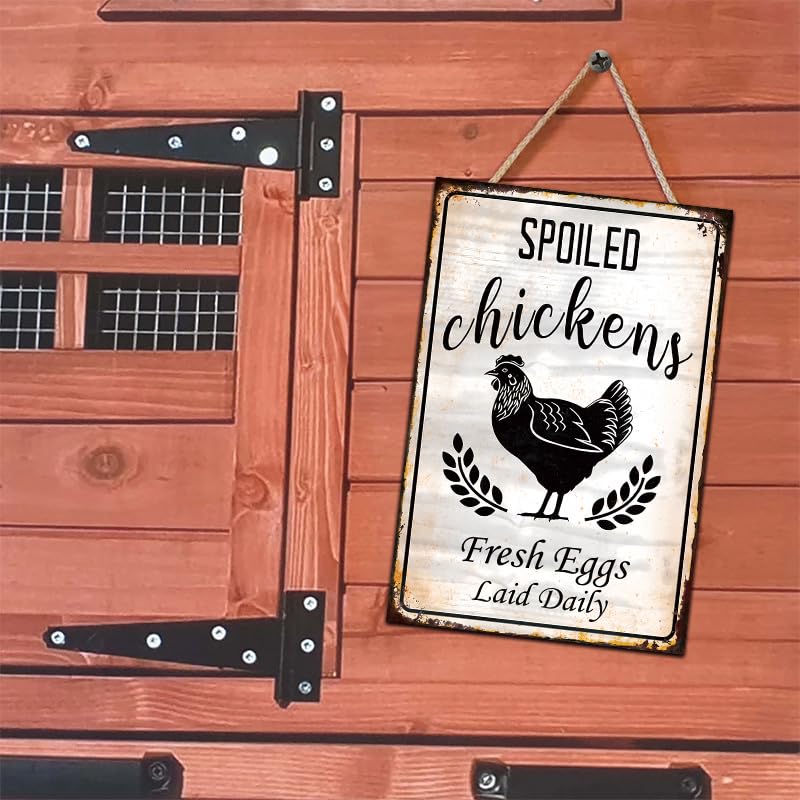 Funny Chicken Coop Metal Sign Fresh Eggs Laid Daily 8x12 Inch Rustic Decor