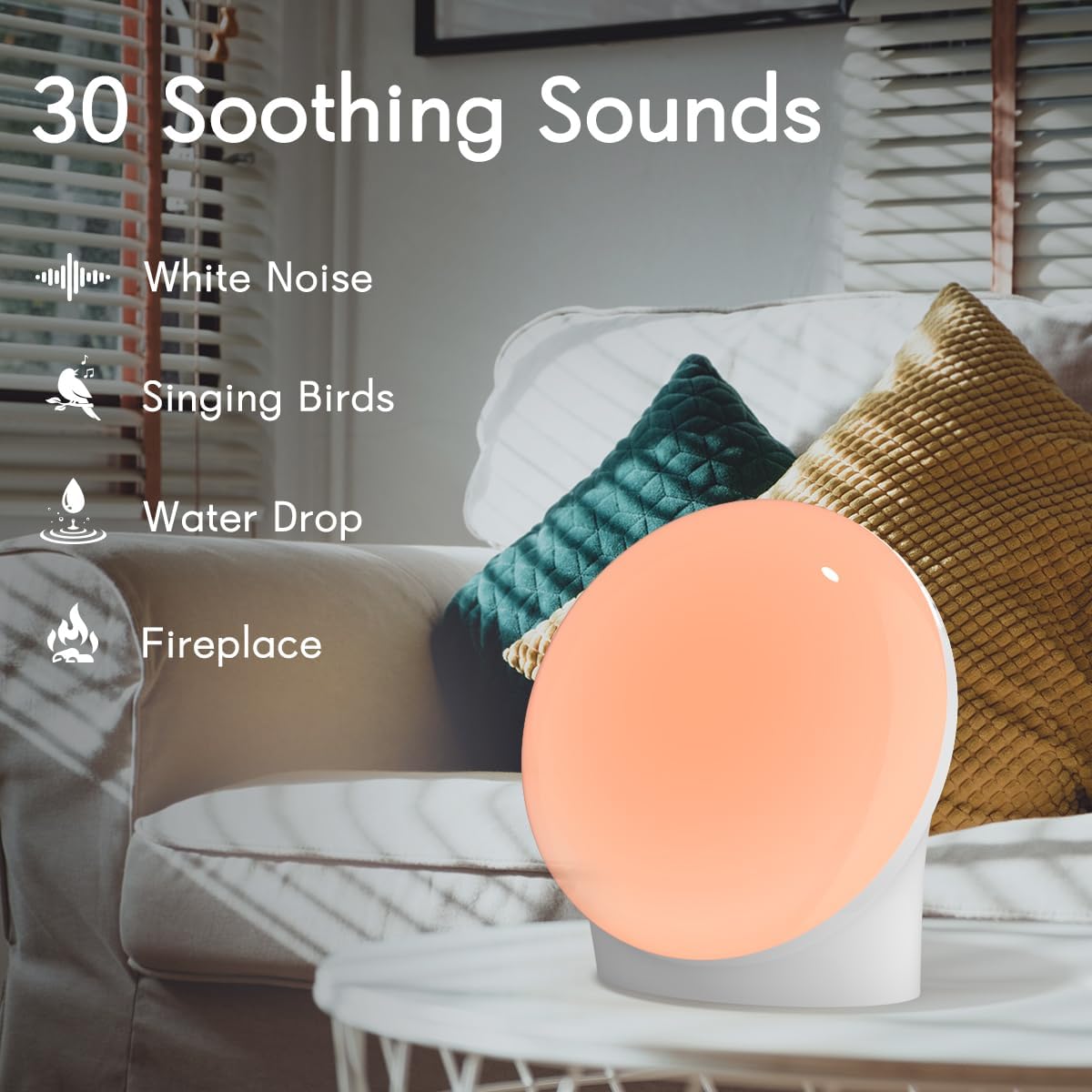 Skiennix Brown Noise Sound Machine - 30 Soothing Sounds, 12 Colors, 36 Volume Levels, Night Light & Timers