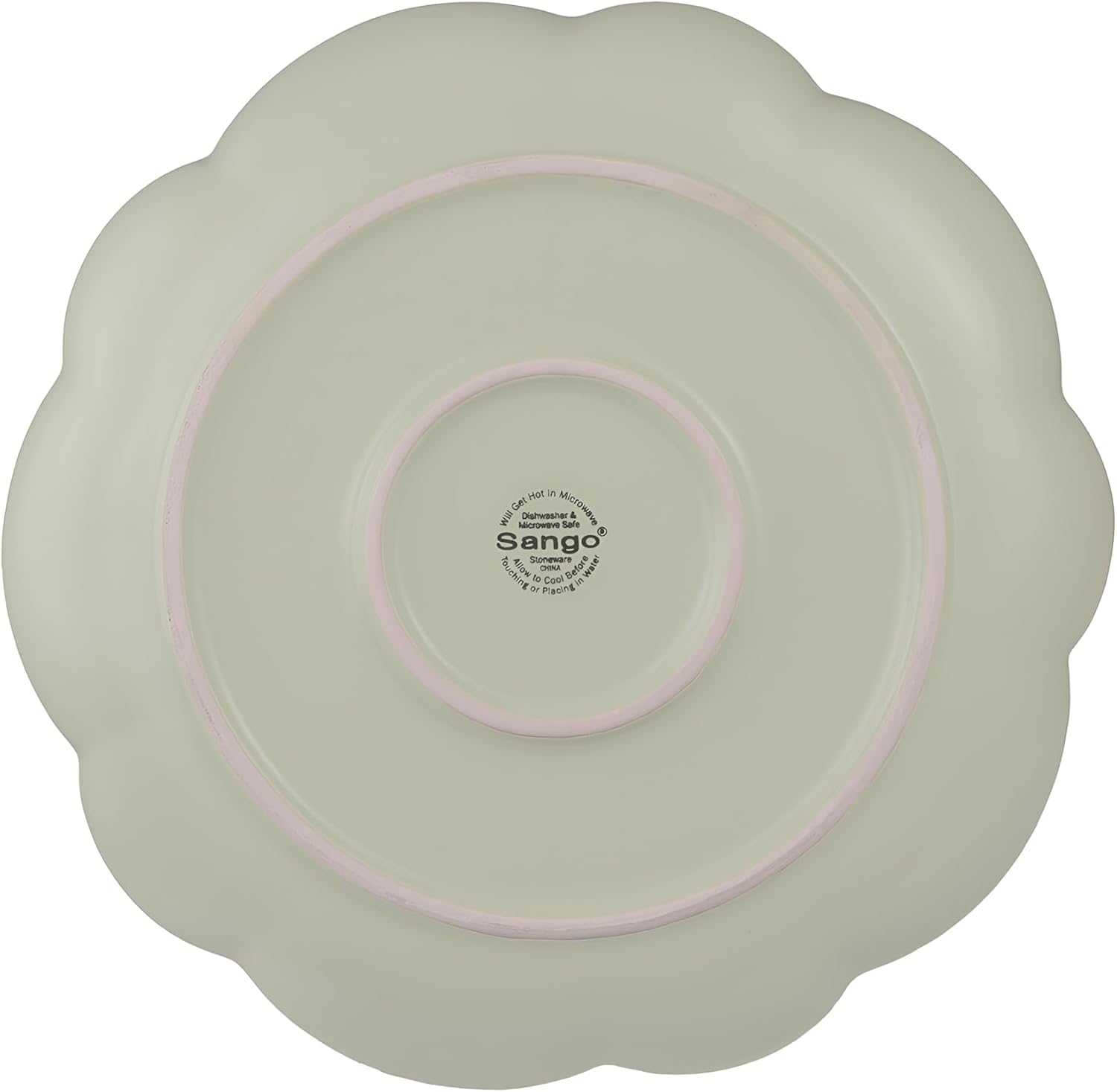 Sango 12-Piece Scalloped Dinnerware Set - Sage Green Ceramic Dishes for 4 | Chip Resistant & Dishwasher Safe