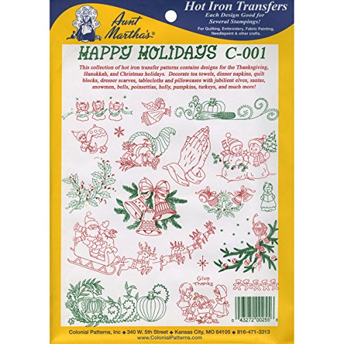 Holiday Iron-On Transfer Pattern Collection for Thanksgiving & Christmas