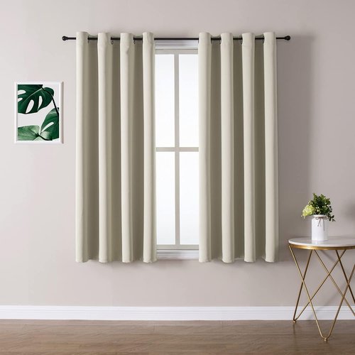 ChrisDowa Grommet Blackout Curtains - Thermal Insulated Room Darkening Panels (Beige, 52W x 54L)