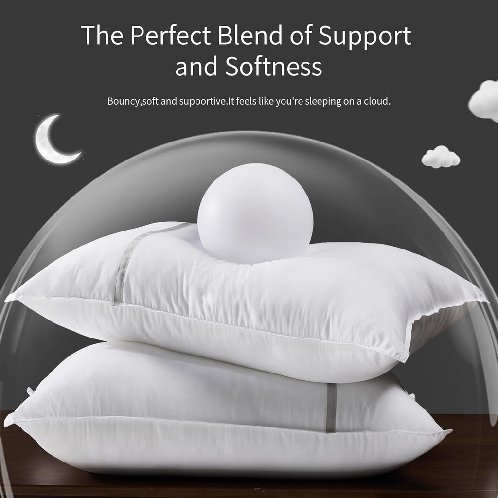 Skiennix Queen Size Bed Pillows Set of 4 - Medium Firm Cooling Pillows for Side & Back Sleepers | 20 x 28 Inches