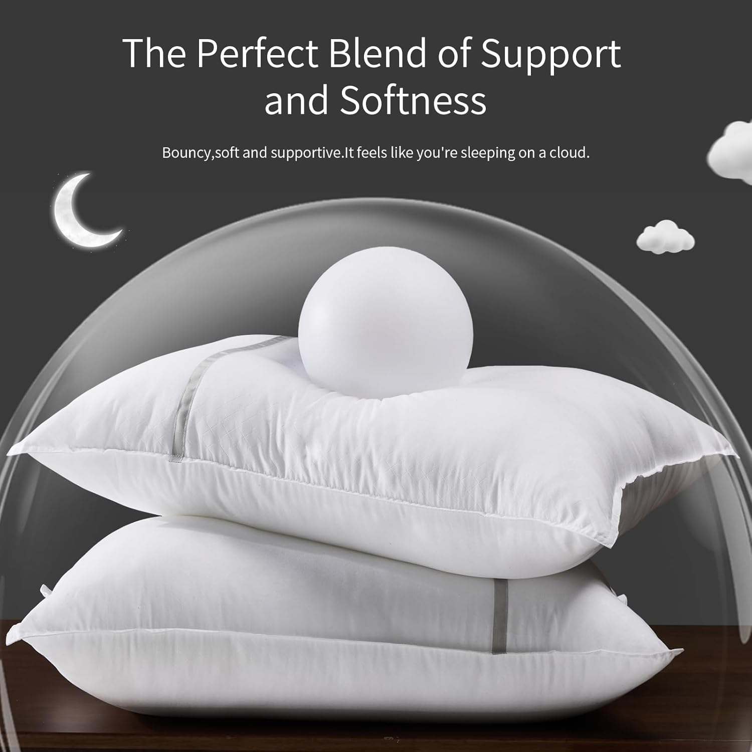 Skiennix Queen Size Bed Pillows Set of 4 - Medium Firm Cooling Pillows for Side & Back Sleepers | 20 x 28 Inches
