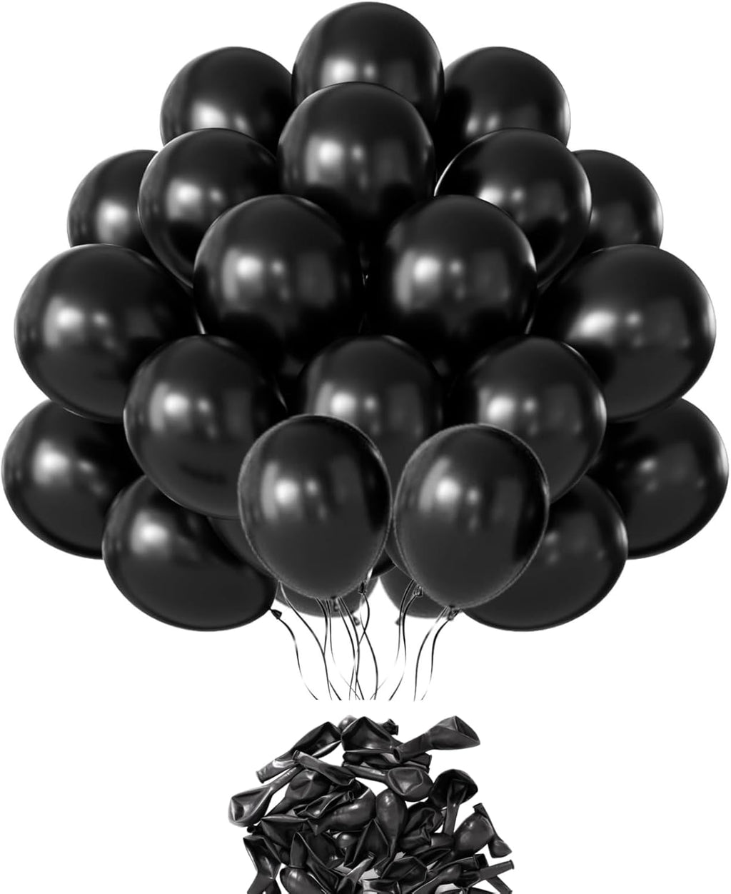 Skiennix 12-Inch Matte Black Balloons - 65 Pieces for Birthday, Graduation & Halloween Decor