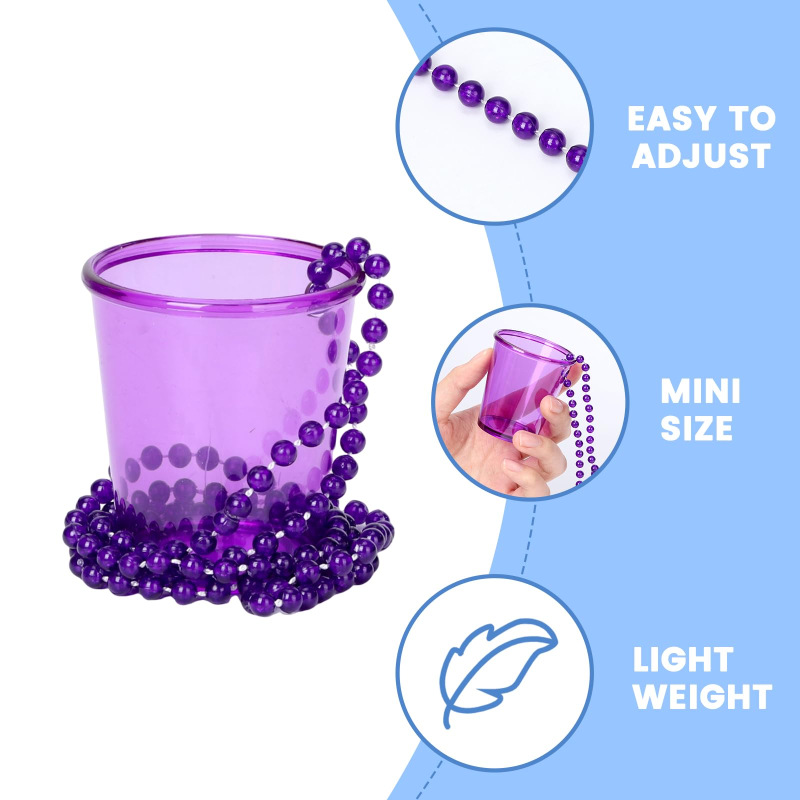 SWANUCKY 12 Pack Shot Glass on Beaded Necklace,Plastic Shot Glasses,Perfect for Bachelorette, Birthday, Wedding Parties & Holidays(6 Colors)