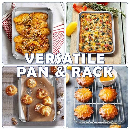 Joyfair 9-Inch Stainless Steel Baking Sheet Pan with Cooling Rack Set