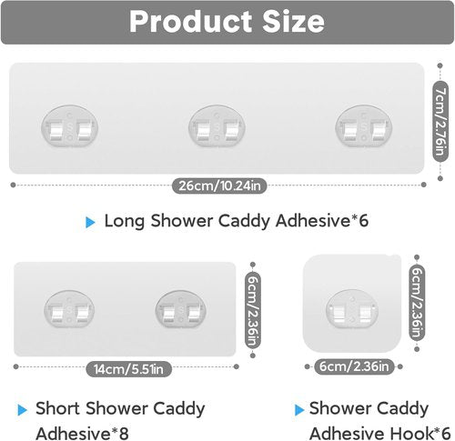Lsnisni Shower Caddy Adhesive Replacement - 20 Pack Strong Waterproof Hooks for Easy Bathroom & Kitchen Storage