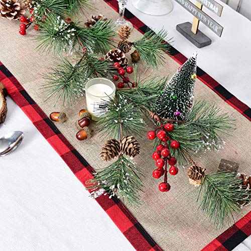6 Foot Artificial Christmas Pine Garland with Berries Pinecones & Needles