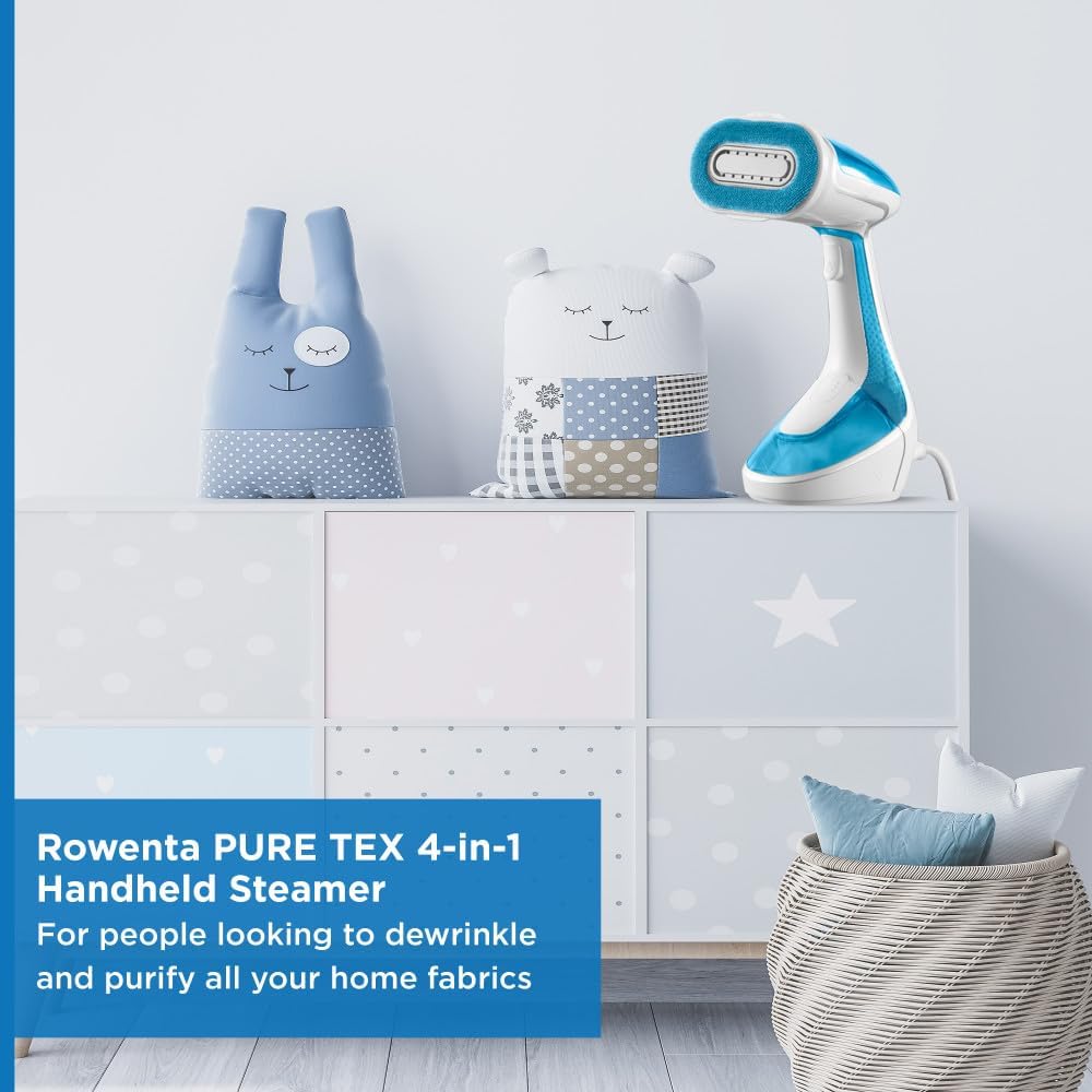 Rowenta Steamer for Clothes - Pure Tex 4-in-1, 1700W, XL 6.8 Ounce Tank, 25 Sec Heat Up, Light Blue | DR9530