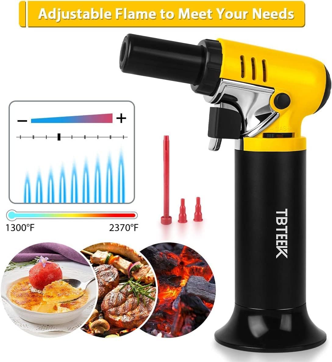 TBTeek Butane Torch - One-Hand Operation Kitchen Lighter with Adjustable Flame | Perfect for BBQ, Baking, and Crafts