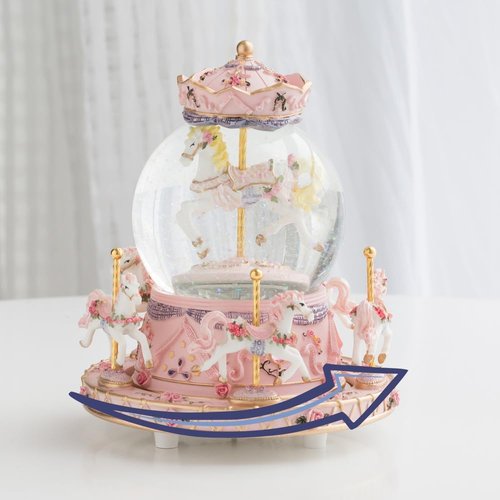 LOVE FOR YOU Musical Snow Globe Carousel | Gift-Wrapped with Ribbon, Colorful Lights & Horses | Perfect for Girls, Daughters, Granddaughters & Niece