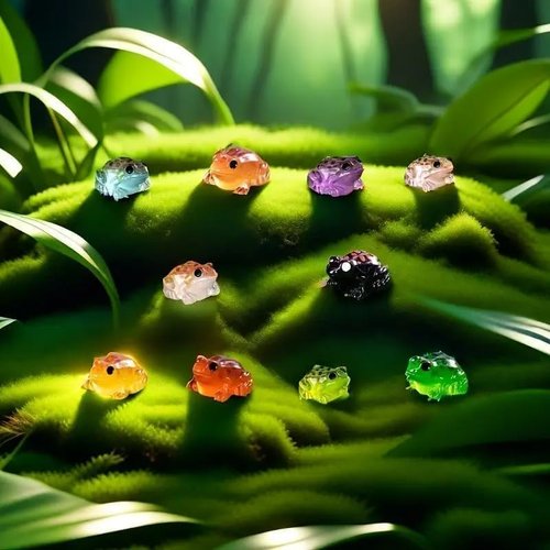 Exasinine Luminous Mini Resin Frog Figurines - 50 Pcs in 10 Vibrant Colors for Crafts & Fairy Gardens