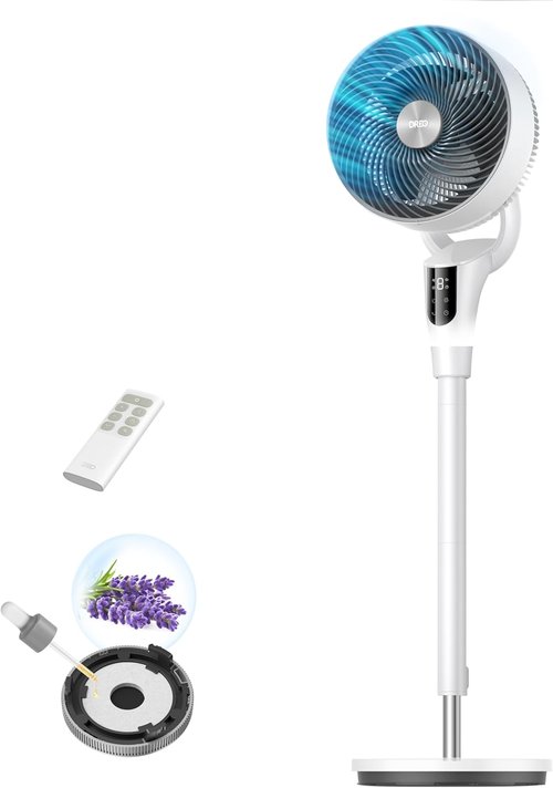 DREO 2026 Upgraded Oscillating Fan - 90ft Airflow, 20dB Quiet, 8+ Speeds, Adjustable Height 38-42''