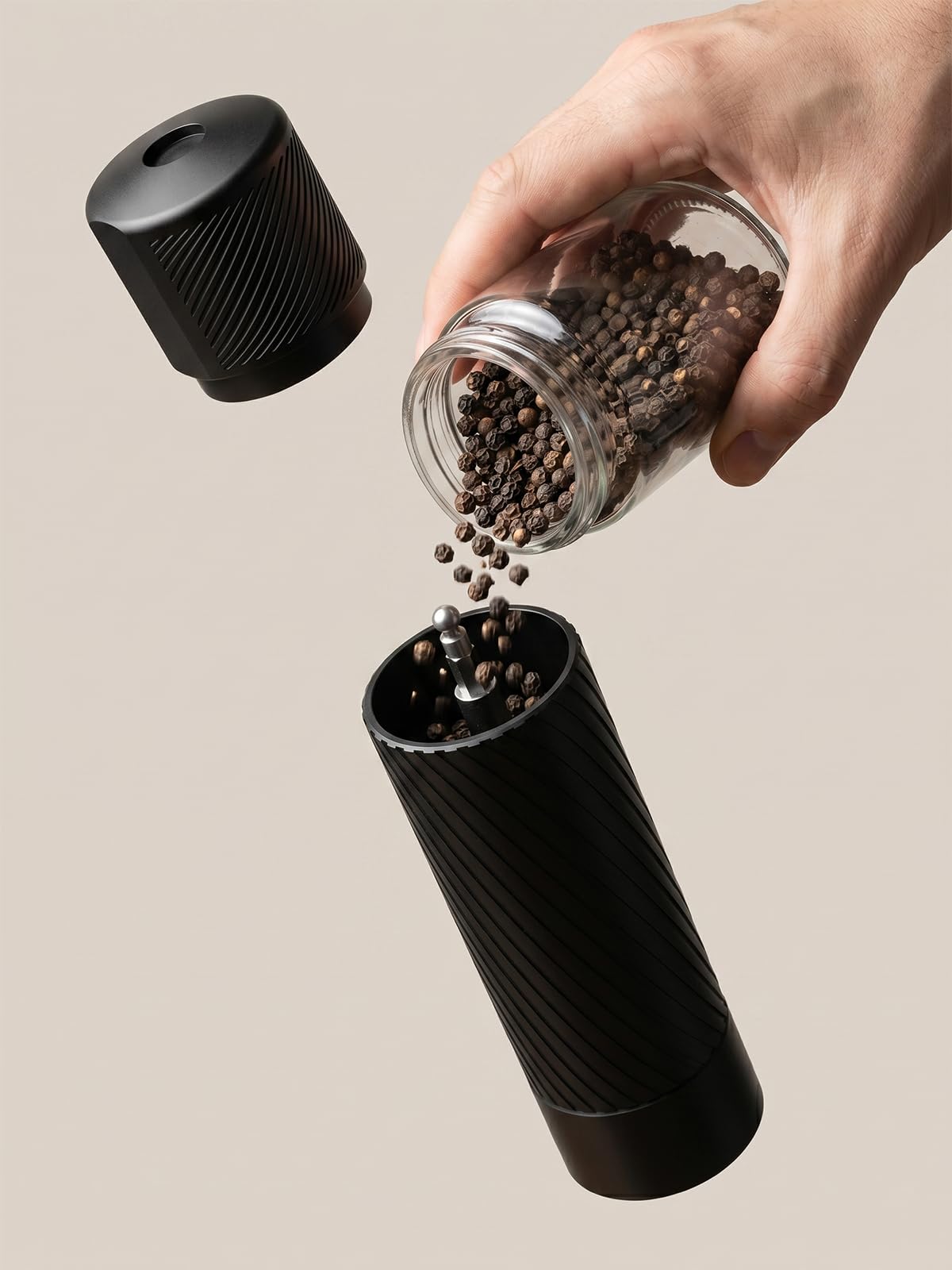Pepper Grinder, Homnoble Professional Grade Pepper Grinder, Heavy Duty Pepper Mill, Refillable Aluminum Manual Pepper Mill with Adjustable Coarseness and Stainless Steel Blade