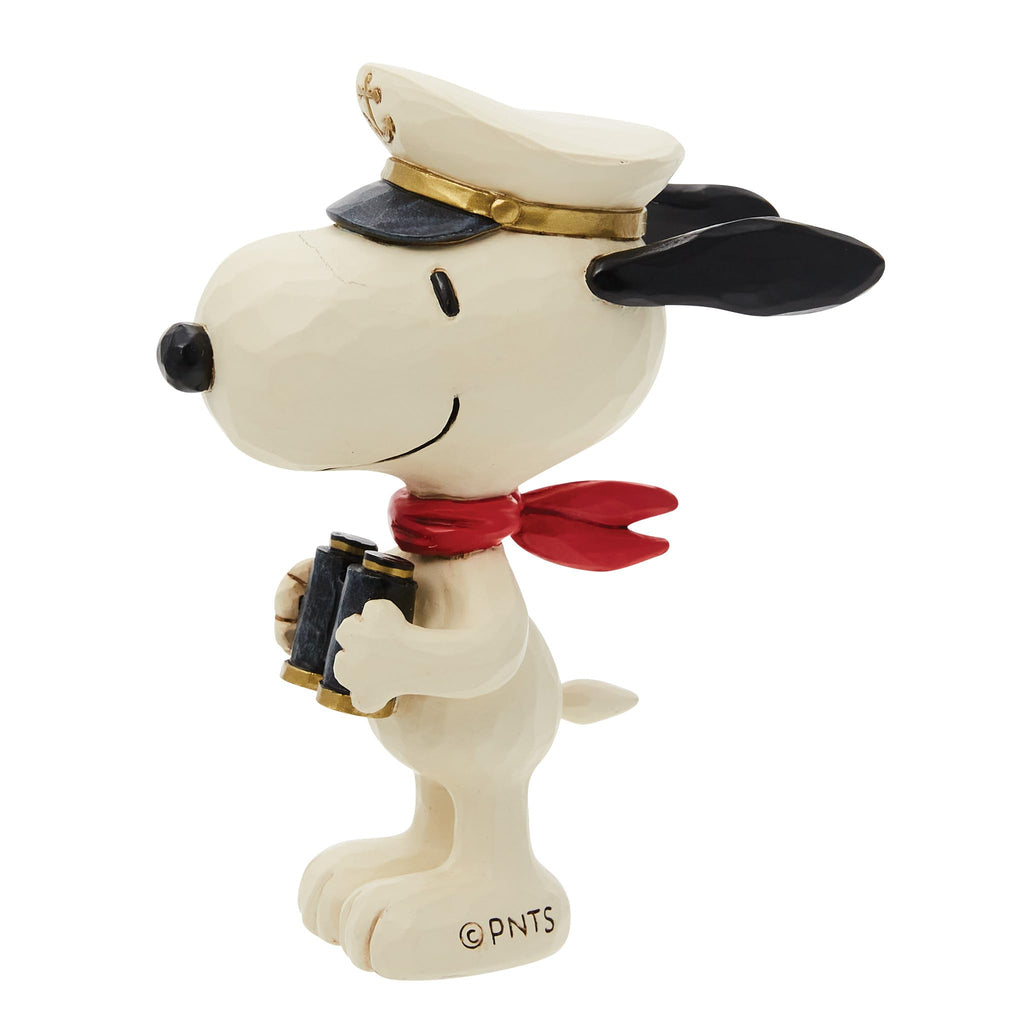 Enesco Peanuts Collection by Jim Shore Snoopy Sailor Captain Miniature Figurine- Stone Resin Hand Crafted Painted Collectible Peanuts Snoopy Mini Figurines Home Decor Statue, 3.5 Inch