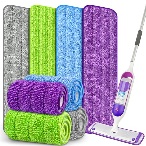 8 Pack Multicolor Reusable Mop Pads for Swiffer PowerMop, 15" Microfiber Refills