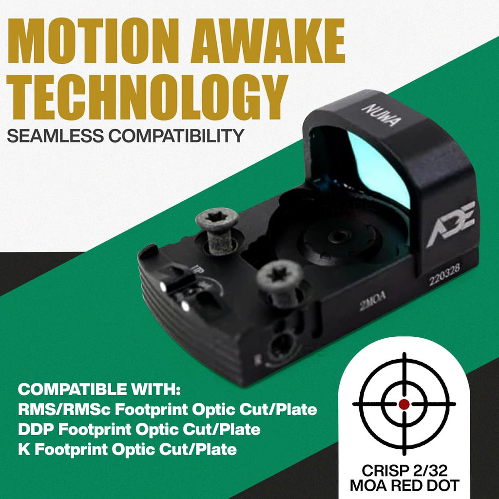 Ade Advanced Optics NUWA Red Dot Sight – Compact Reflex Optic with 2 MOA Dot, RMS/RMSC Footprint – Fits Canik TP9 Elite SC, Sig Sauer P365XL, Ruger Max-9, Springfield Hellcat OSP/PRO - S/N: RD3-021