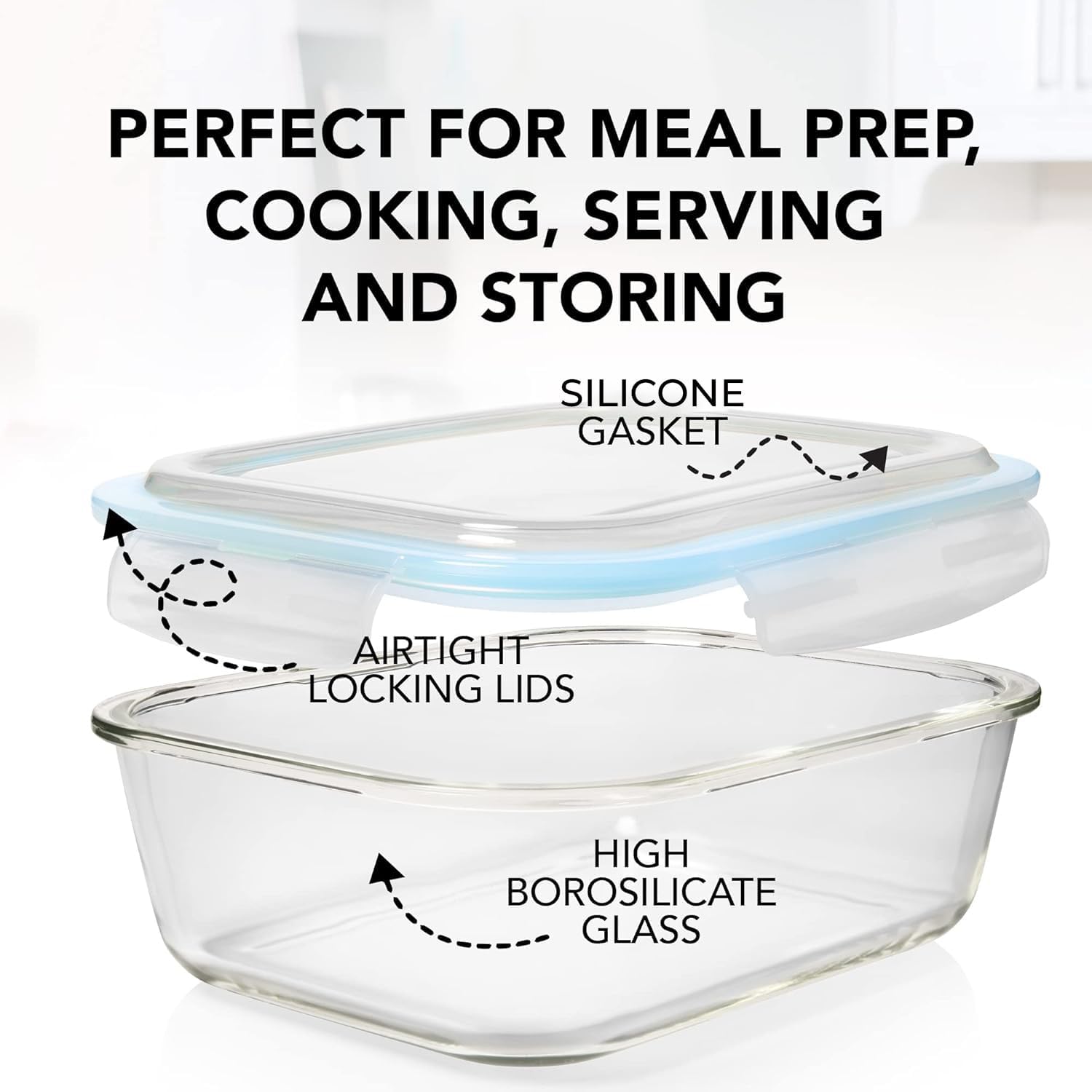 Razab 30 Oz Glass Meal Prep Containers - 16 Pc Set | Airtight, Leak-Proof & BPA-Free