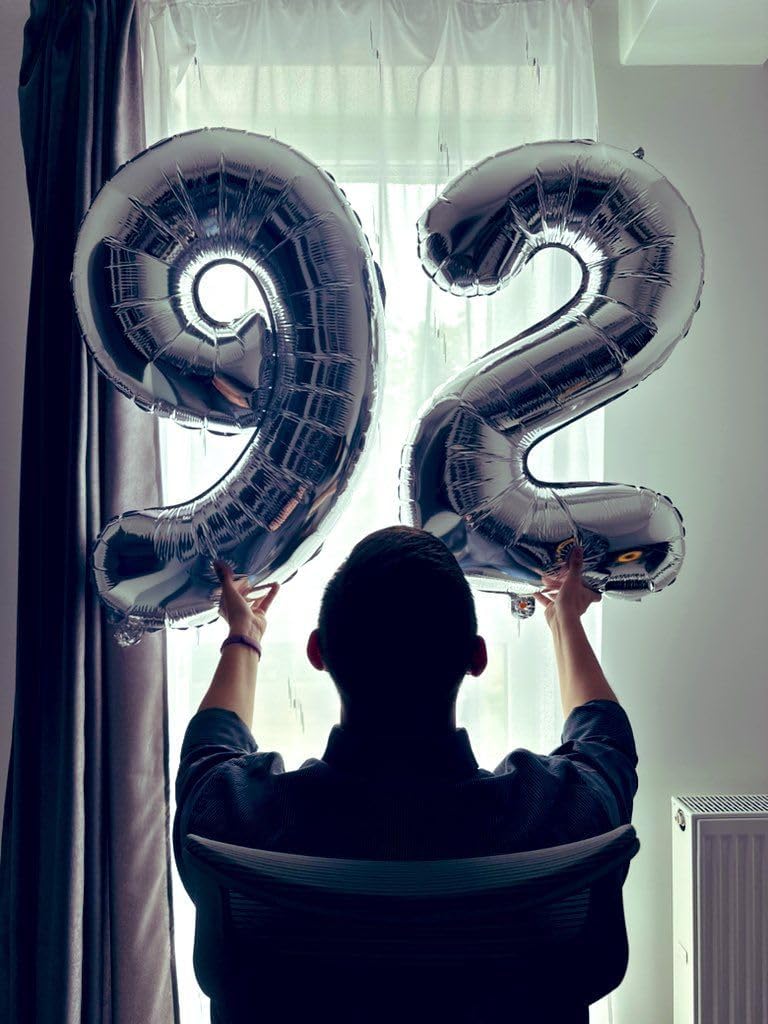 Silver 9 Balloon - 40 Inch Giant Number Balloon for 9th Birthday Decorations | Perfect for Boys & Girls