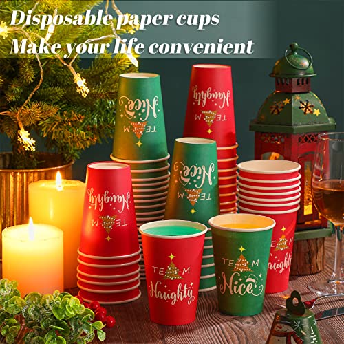 Christmas Paper Cups 12 oz Disposables Naughty or Nice Theme 60 Pack - 10.63" x 6.69"