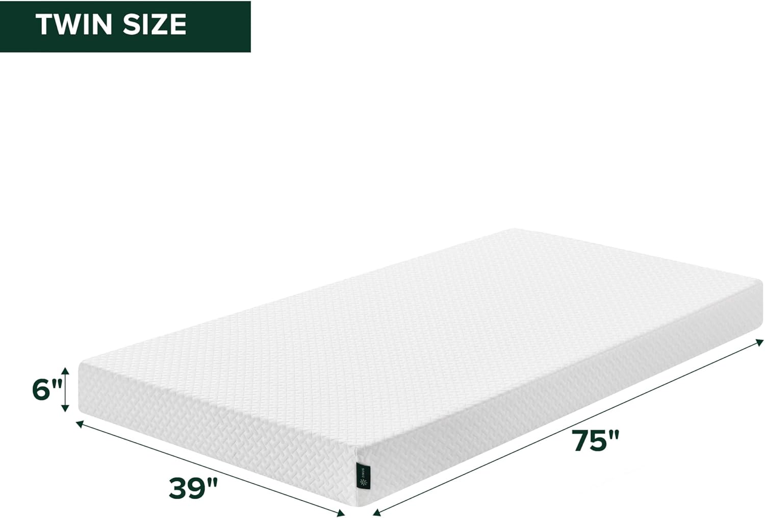 ZINUS 6 Inch Twin Memory Foam Mattress - Cooling Essential Design, Fiberglass Free, Medium Feel