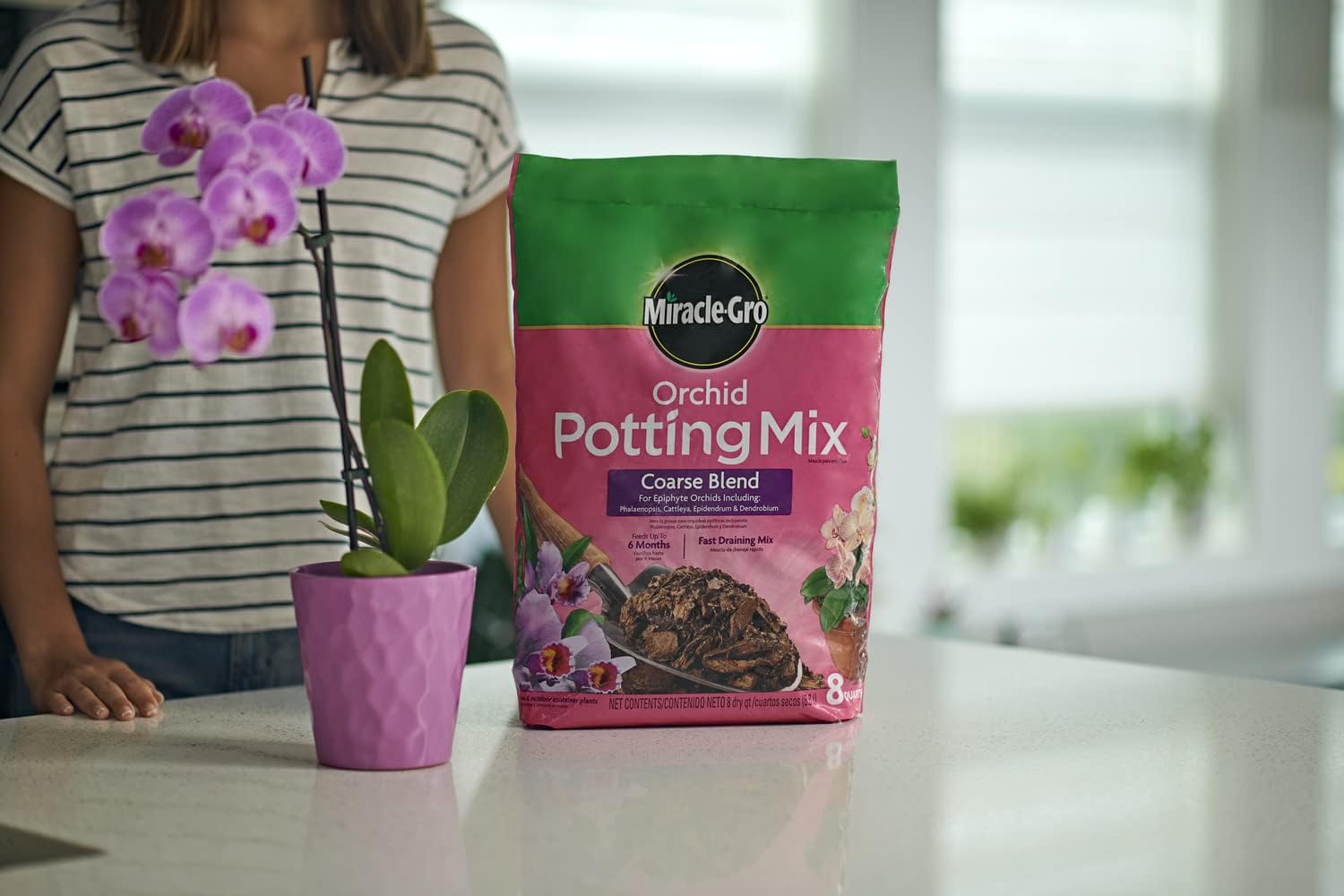 Miracle-Gro Orchid Potting Mix - Coarse Blend for Healthy Growth | 8qt, 2-Pack