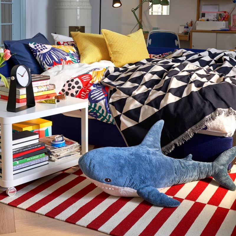 Owemeet 24 Inch Blue Shark Plush Toy - Soft Cushion Pillow for Kids & Decor