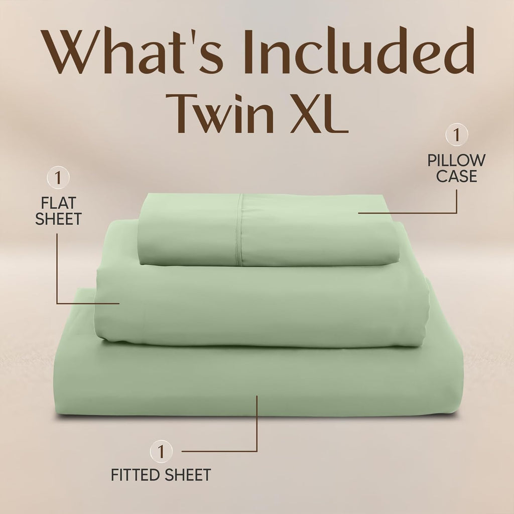 Utopia Bedding Twin XL Sheet Set - Soft & Breathable Microfiber, 3-Piece in Sage Color