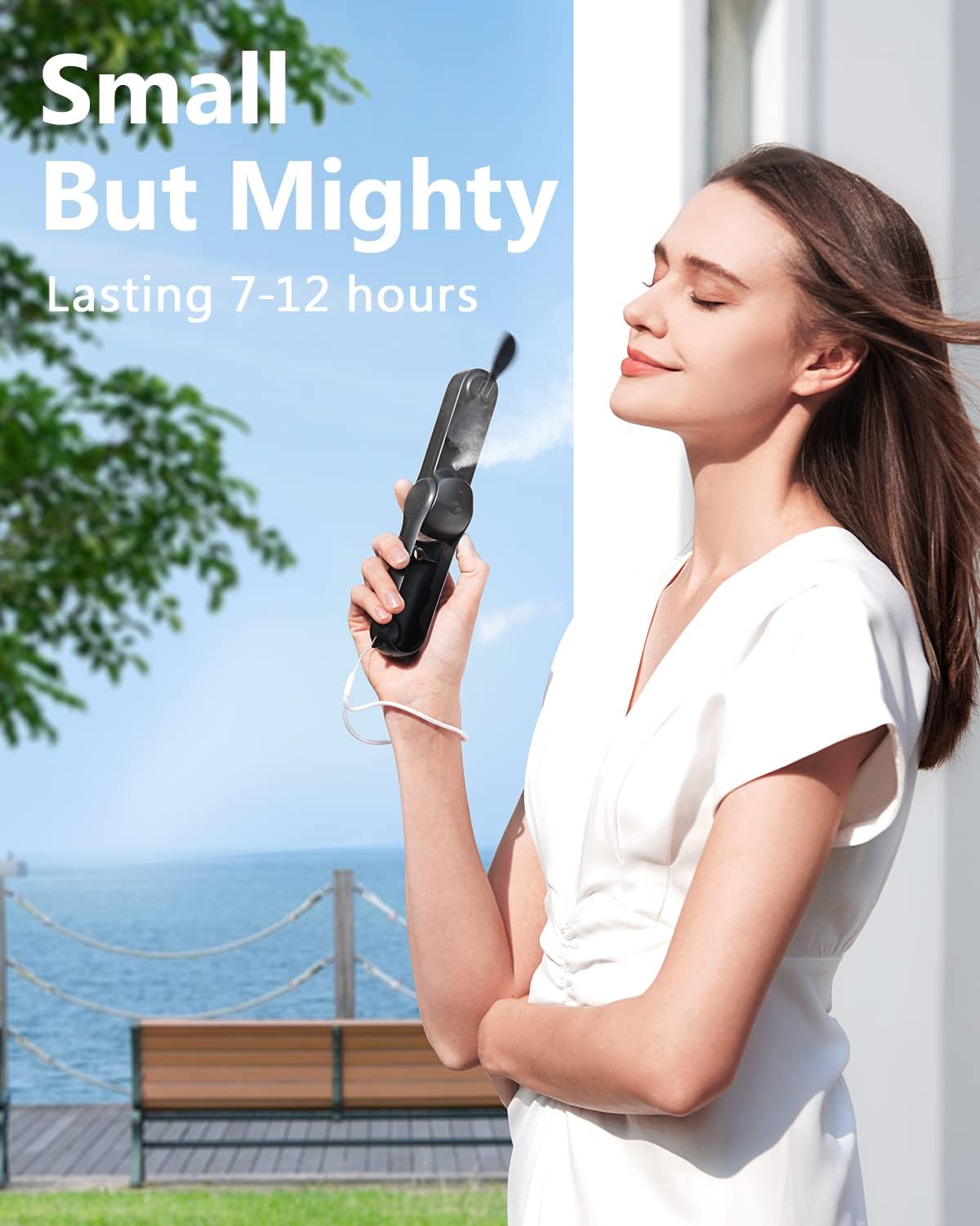 Sweetfull Portable Misting Fan - Rechargeable Handheld Mini Water Mister for Travel & Outdoors | Black