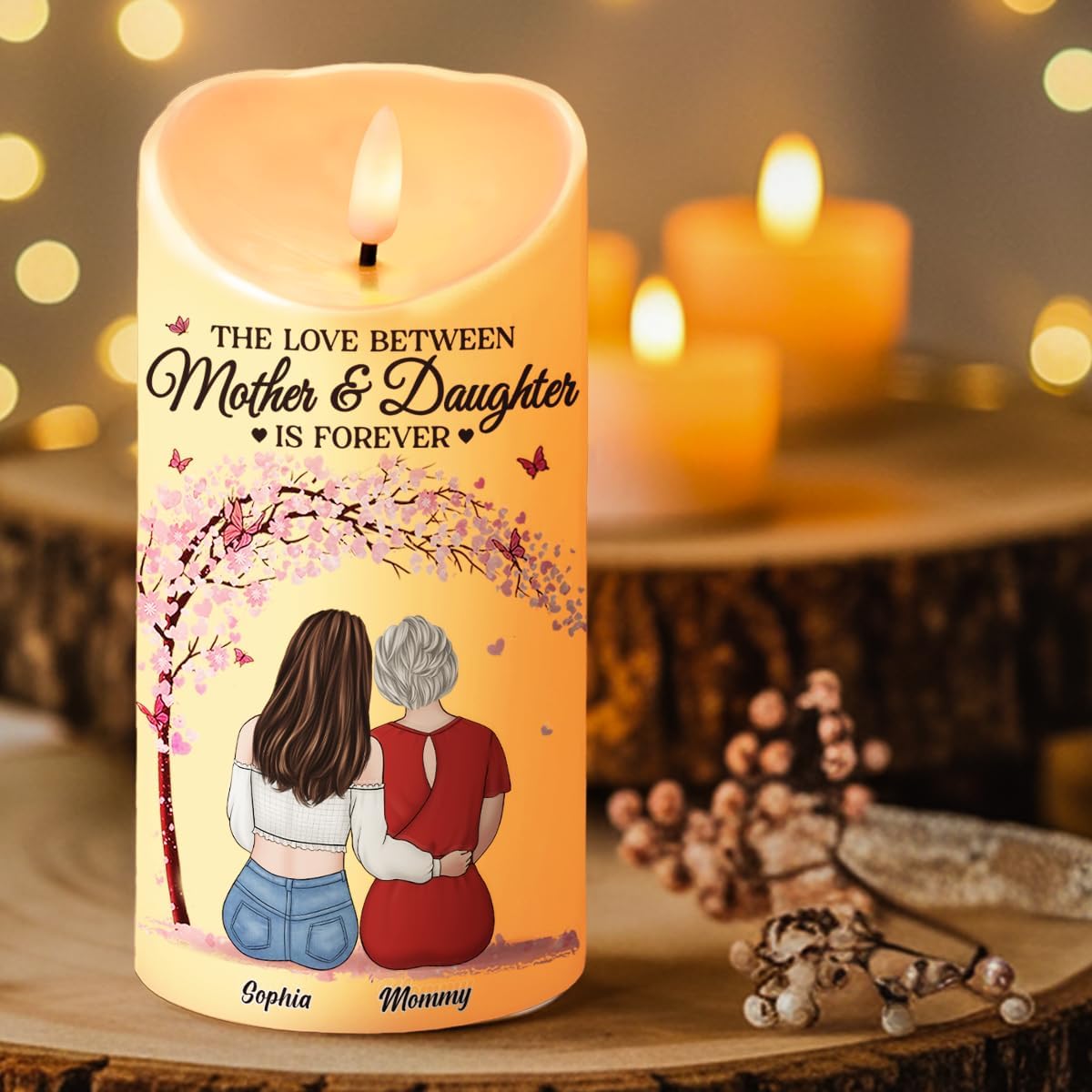 Regine Switzerland Personalized LED Flameless Candles - Mother & Daughter Gifts for Any Occasion