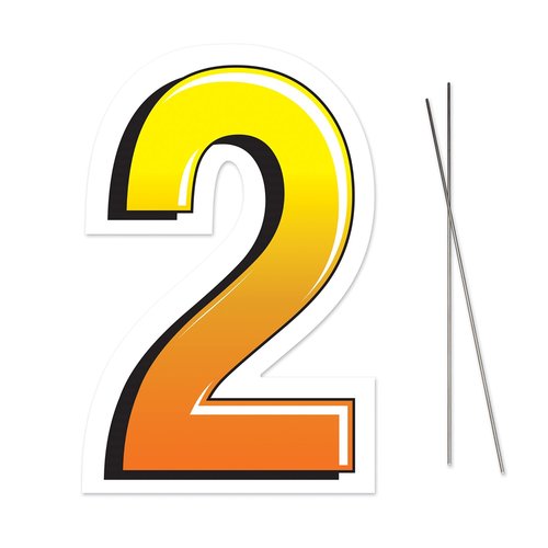 Beistle Plastic Number 2 Yard Sign With Metal Stake - Happy Birthday Party Outdoor Lawn Decoration