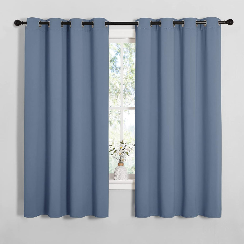 NICETOWN Blackout Curtains - Sound & Heat Reducing Drapes for Kids' Bedroom | Stone Blue, 55" x 68", 2PCs