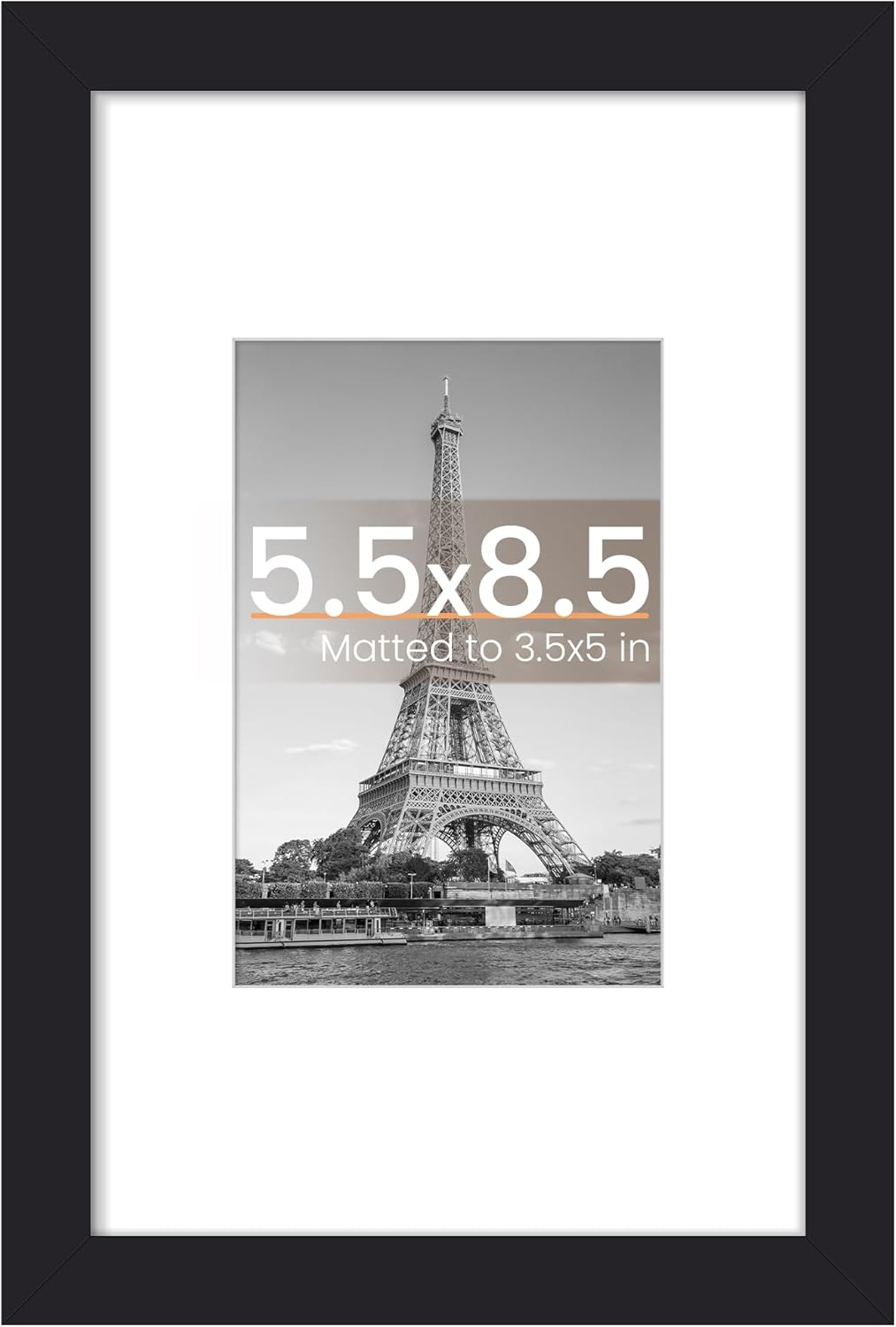 Upsimples Picture Frame - 5.5x8.5 Inch Wall Hanging Frame in Black | Displays 3.5x5 or 5.5x8.5 Photos