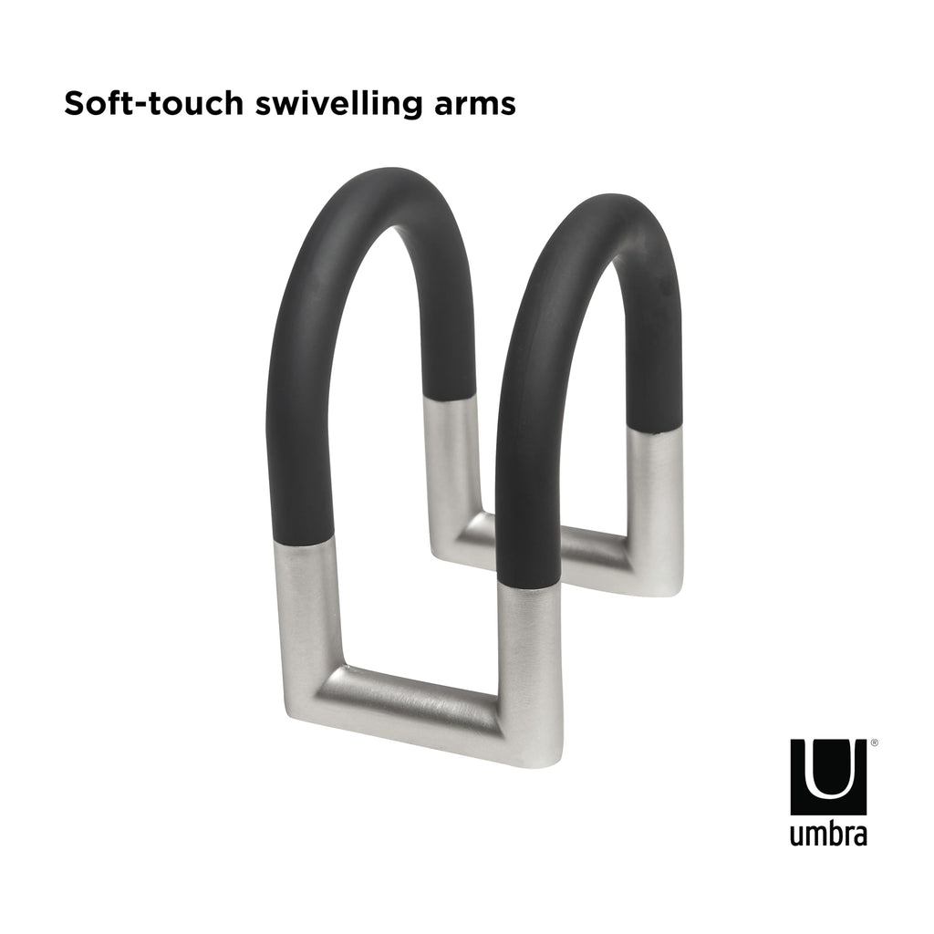 Umbra Swivel Napkin Holder With Dual Chrome Soft Touch Swivels - Heavy-Duty Kitchen & Dining Room Paper Storage - Stores a Bulk Amount of Napkins and Accommodates Any Amount, Black/Nickel