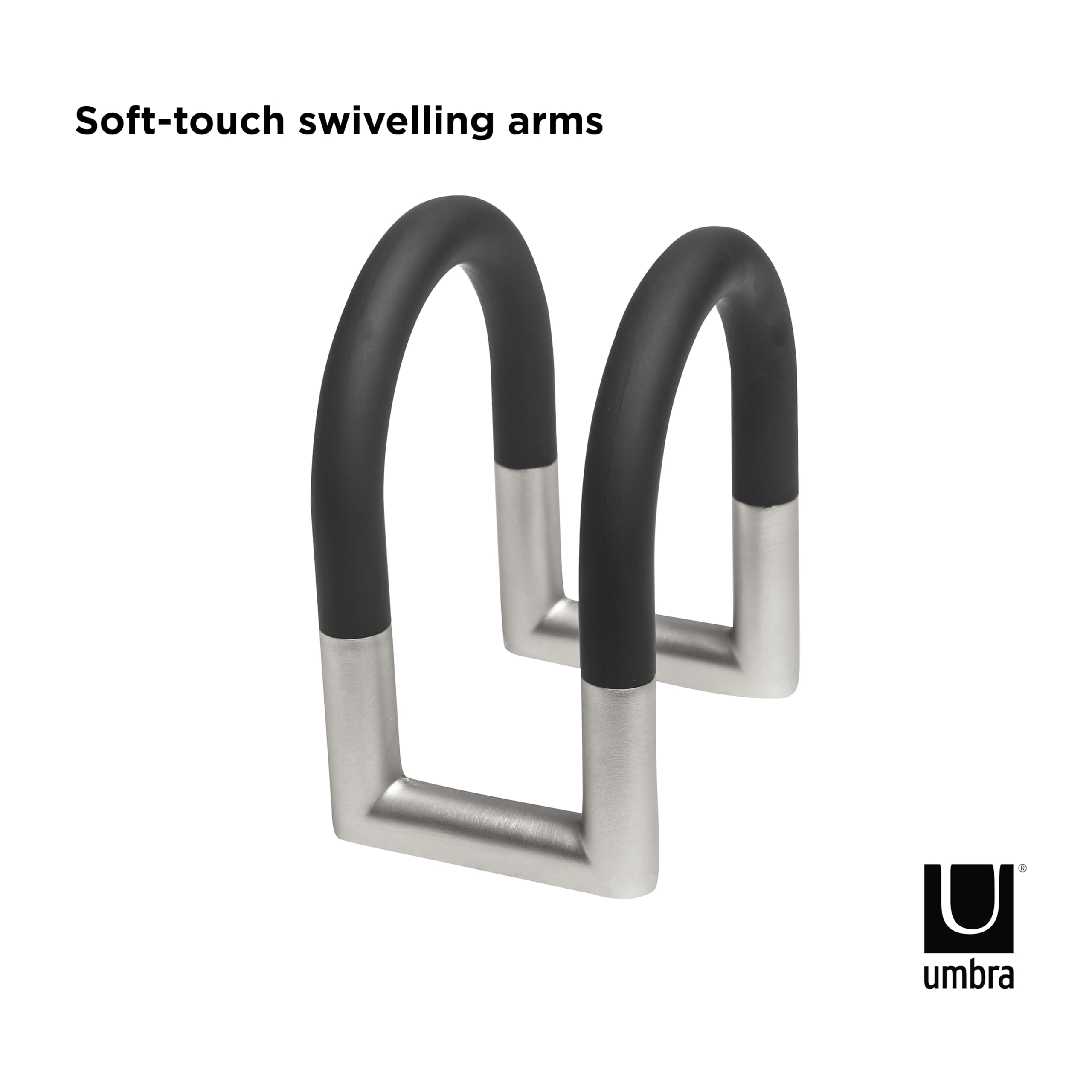Umbra Swivel Napkin Holder With Dual Chrome Soft Touch Swivels - Heavy-Duty Kitchen & Dining Room Paper Storage - Stores a Bulk Amount of Napkins and Accommodates Any Amount, Black/Nickel